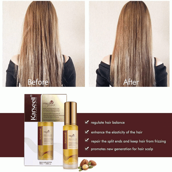 Karseell Collagen Hair Treatment - Deep Repair Mask 500ml - Maca Oil Hair Serum For Dry Damaged Hair 50ml - All Hair Types