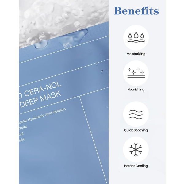 BIODANCE Hydro Cera-nol Real Deep Mask – Overnight Hydrogel Mask for Soothing, Moisturizing & Nourishing, 1.19oz (34g) × 4 Sheets