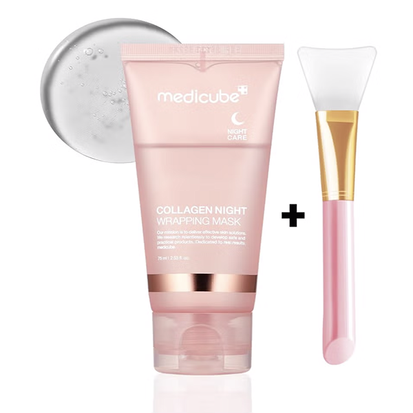 Medicube Collagen Night Wrapping Cream & Silicone Face Mask Brush
